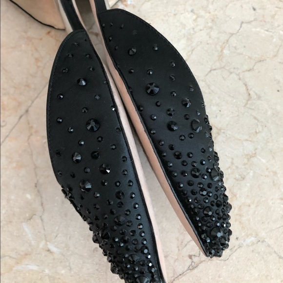 Badgley Miscka Women’s Haddie Loafer Flat Missing The Front Crystal Flower - Picture 9 of 16